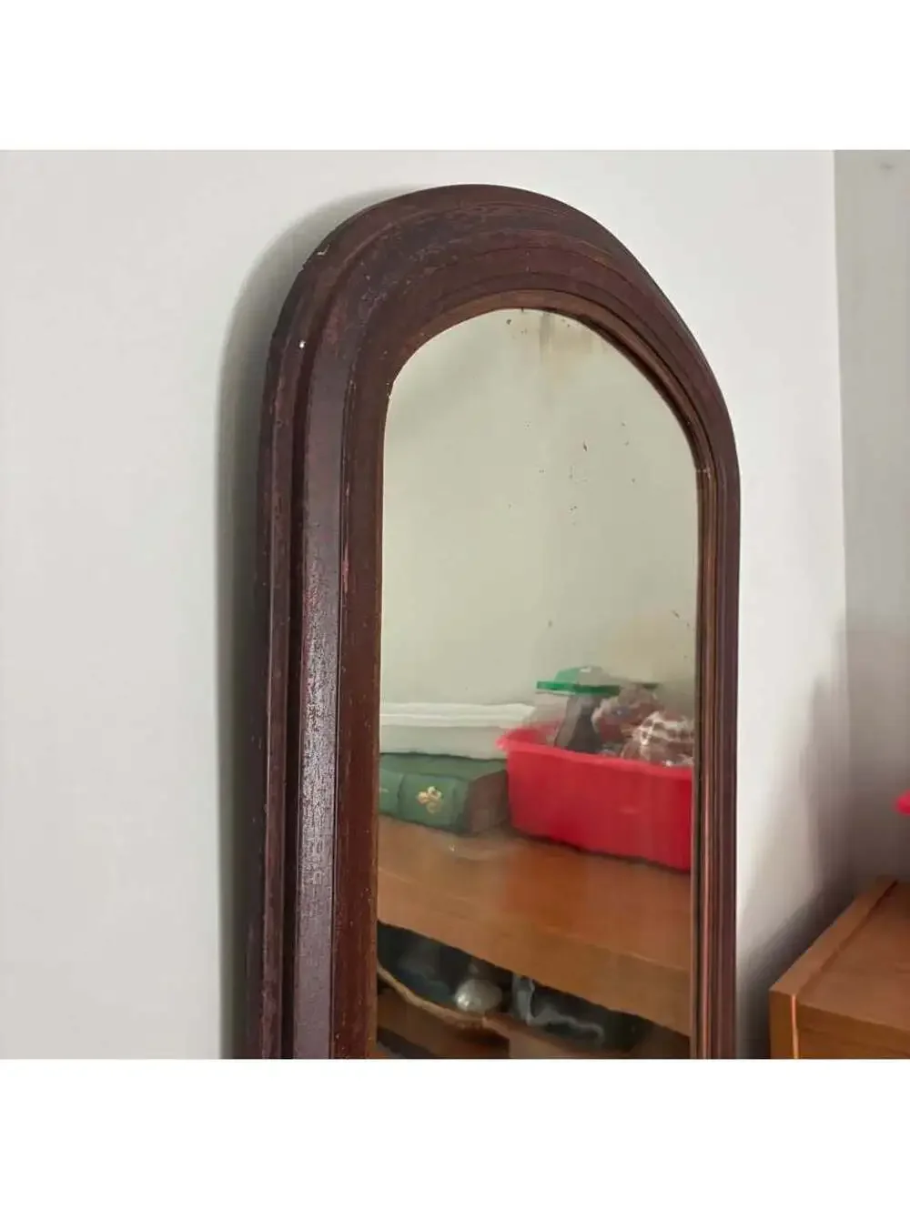 Antique Louis Philippe Wall Mirror c1860-1890 Original Wavy Glass Mahogany Frame